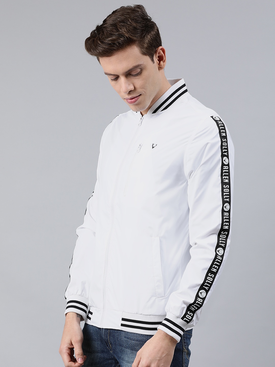 

Allen Solly Men White Solid Bomber Jacket