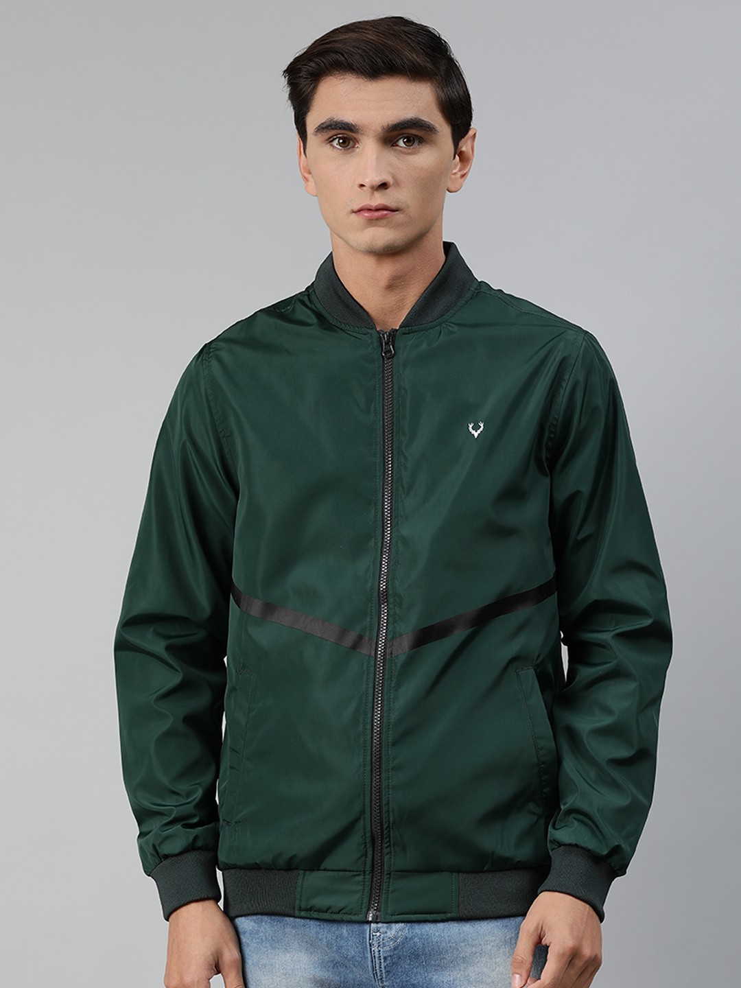 

Allen Solly Sport Men Green Solid Bomber