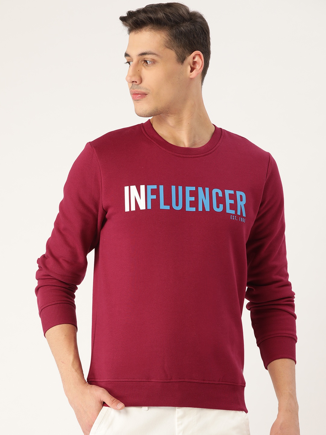 

United Colors of Benetton Men Maroon & Blue Printed Sweatshirt