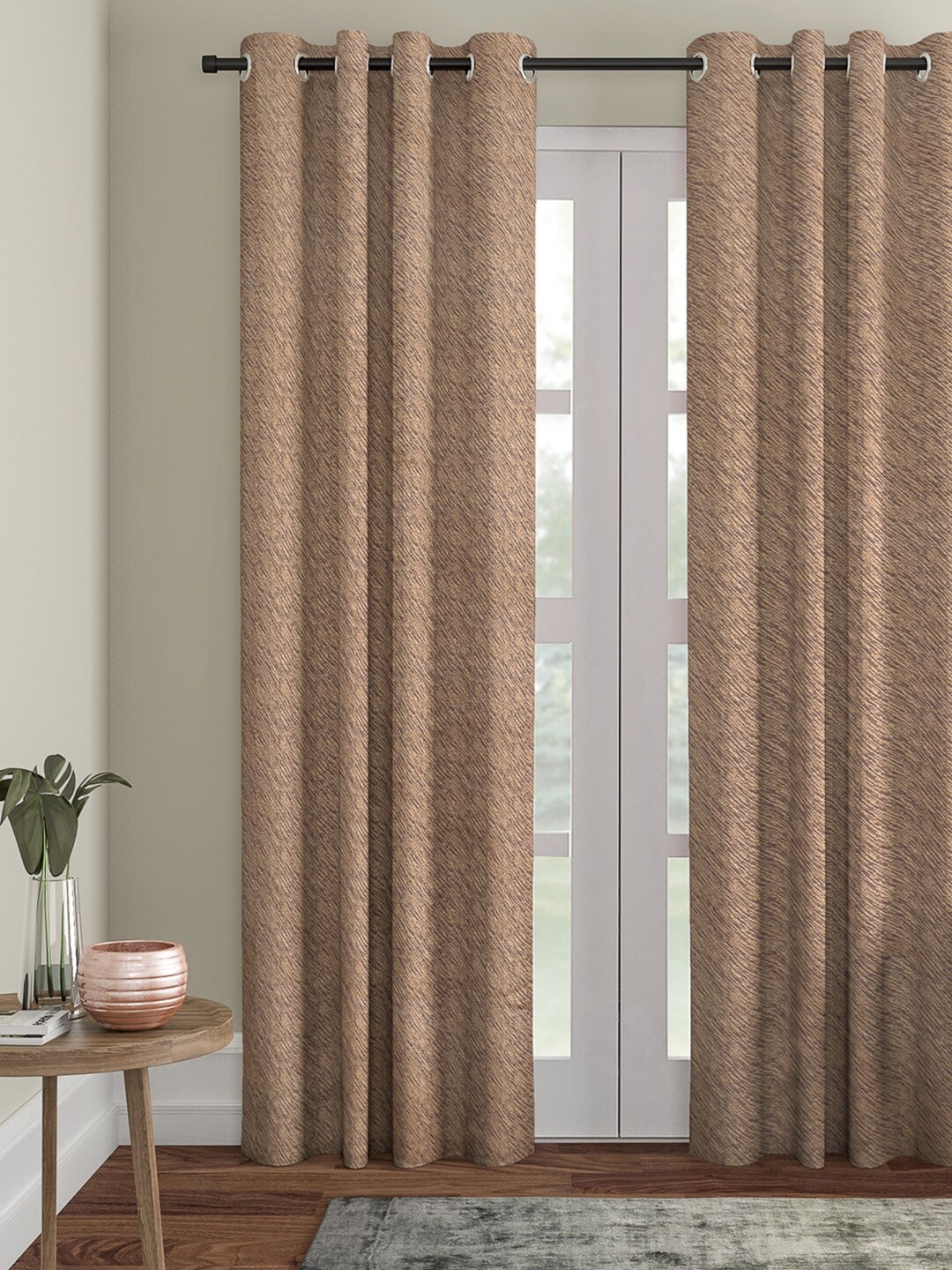 

ROMEE Brown Jacquard Single Room Darkening Door Curtain