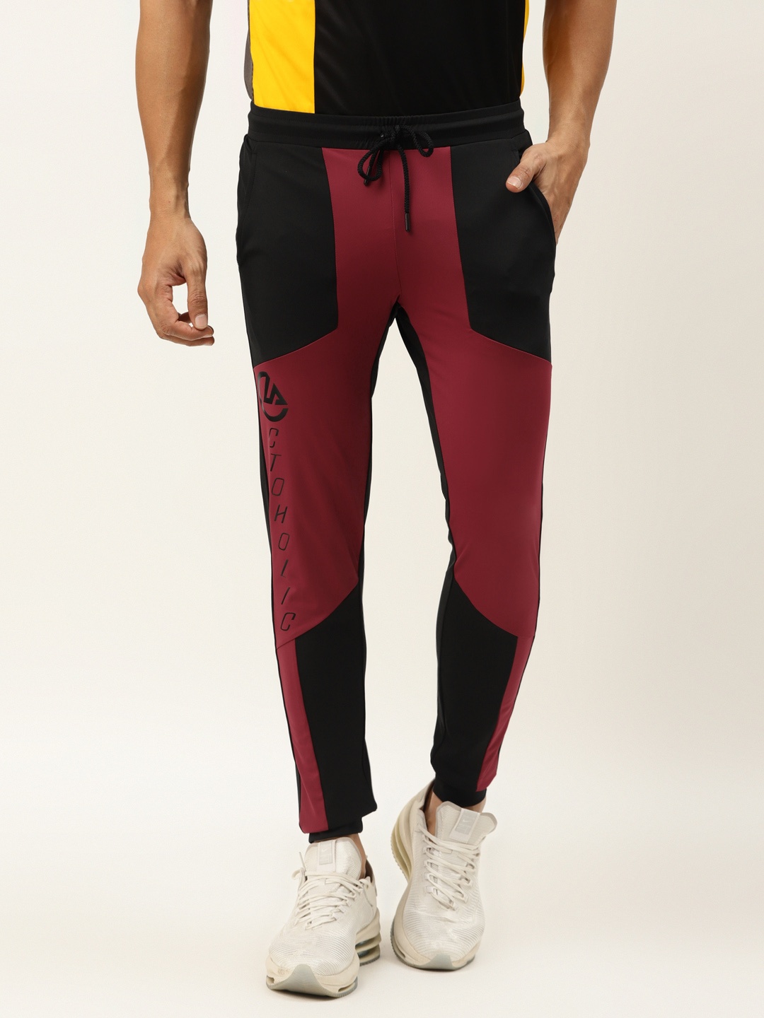 

ACTOHOLIC Men Red & Black Colourblocked Joggers