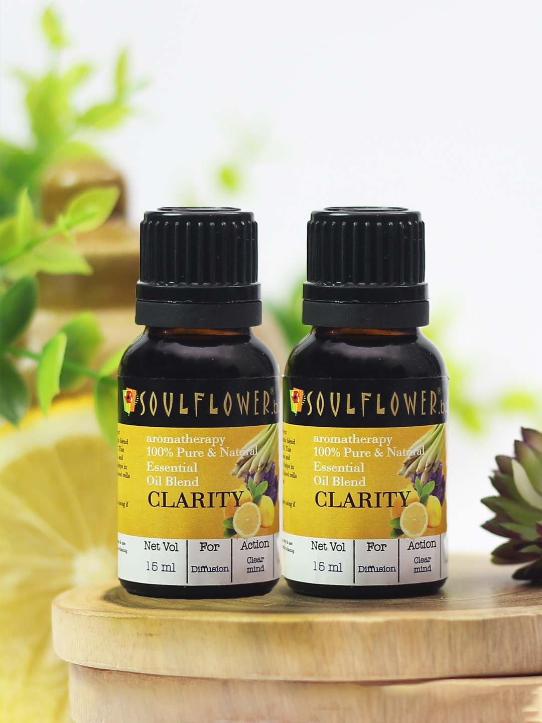 

Soulflower Pack of 2 Clarity Essential Oil For Diffusion 15ml each Pure & Natural, Yellow