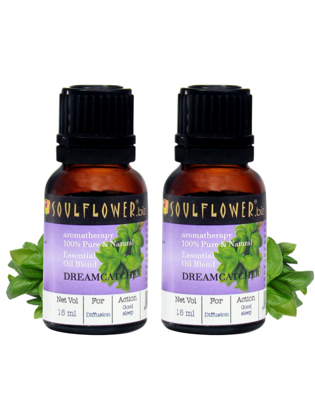 

Soulflower Pack of 2 Dreamcatcher Sleep Inducing & Mind Relaxing Essential Oil 15ml each, Purple