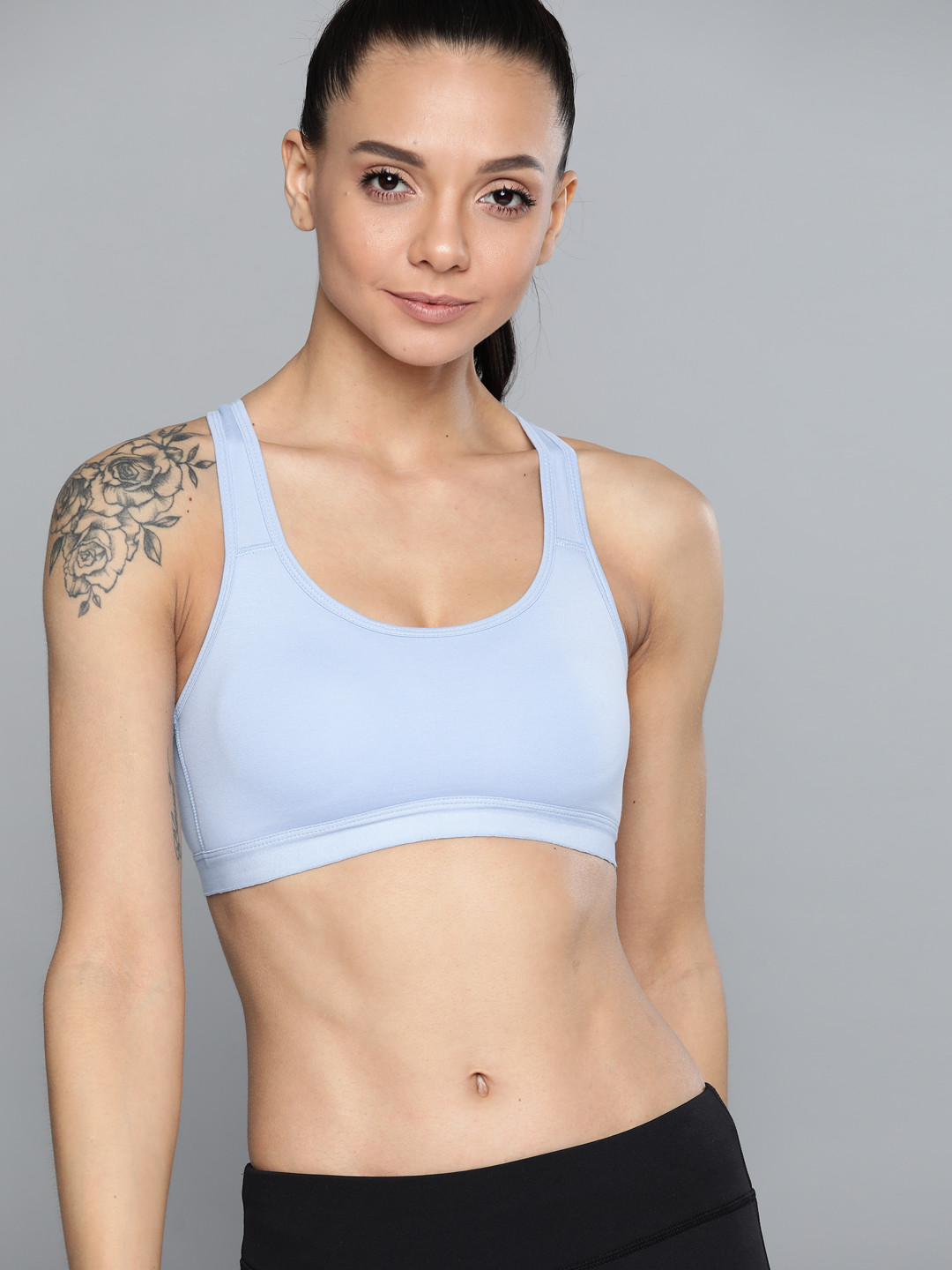 

Mast & Harbour Blue Solid Non-Wired Non Padded Workout Bra 027A1