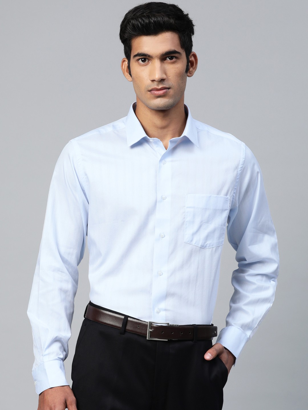 

Arrow Men Blue Regular Fit Self-Striped Formal Shirt