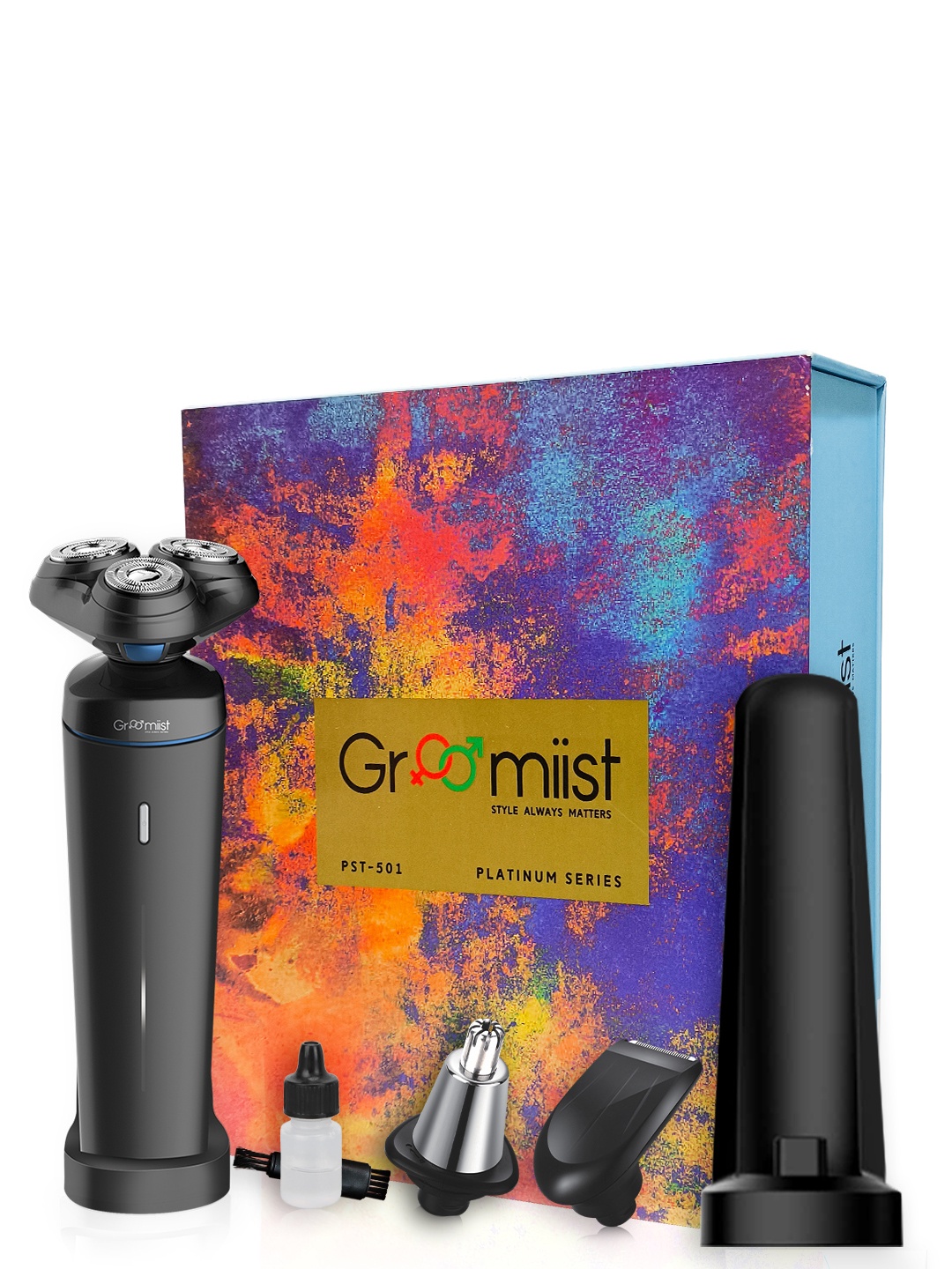 

Groomiist Corded Cordless 3 in 1 Shaver for men IPX6 Waterproof 90 Min Runtime PST-501, Black