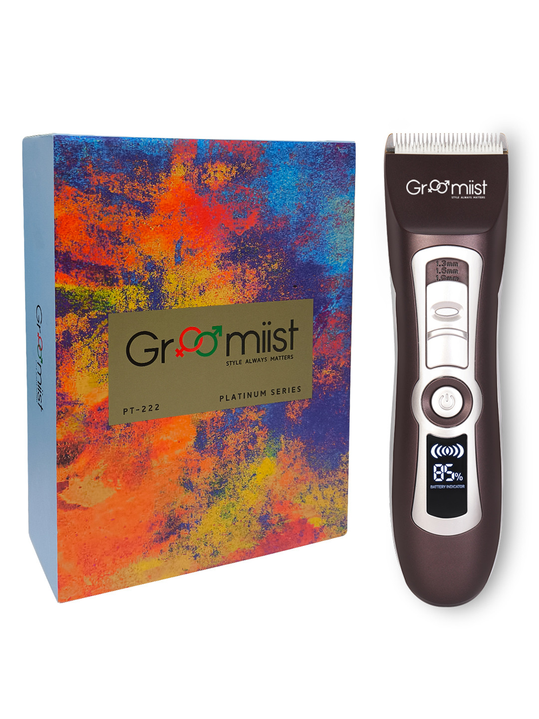 

Groomiist Men Platinum trimmer Series Cordless Beard Shaver 300 Min 4 Length (PT-222), Brown