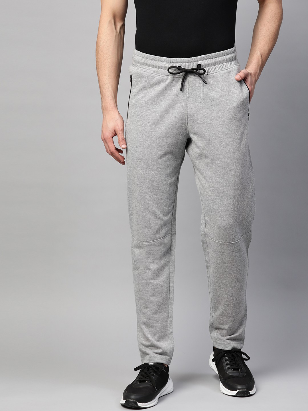 

ManQ CASUAL Men Grey Melange Solid Slim Fit Track Pants