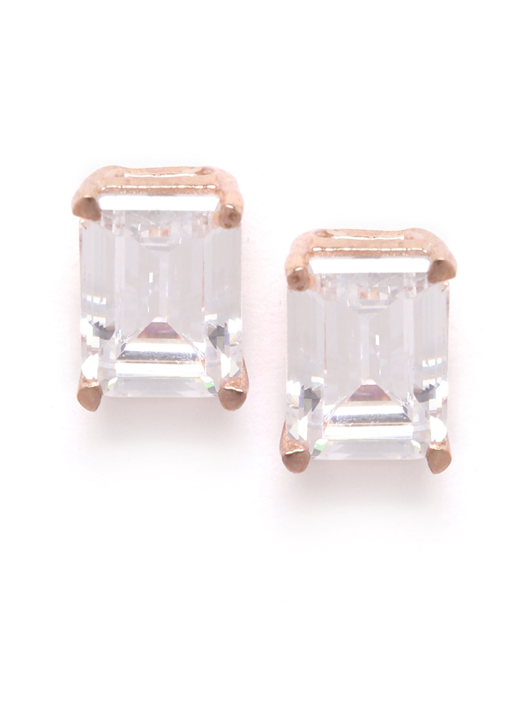 

Silgo Rose Gold-Plated CZ-Studded 925 Sterling Silver Geometric Studs