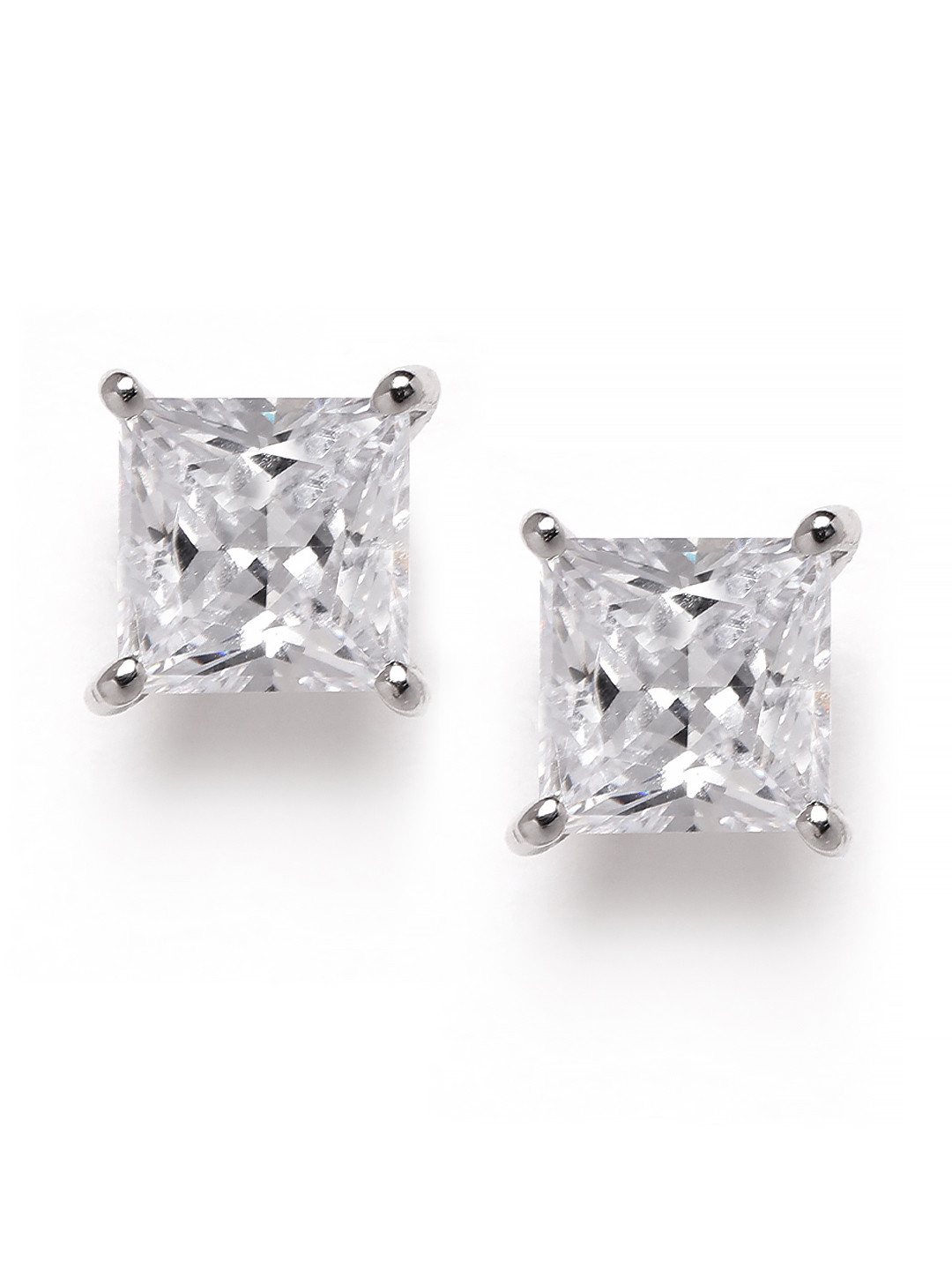 

Silgo 925 Sterling Silver Rhodium-Plated CZ Square Studs