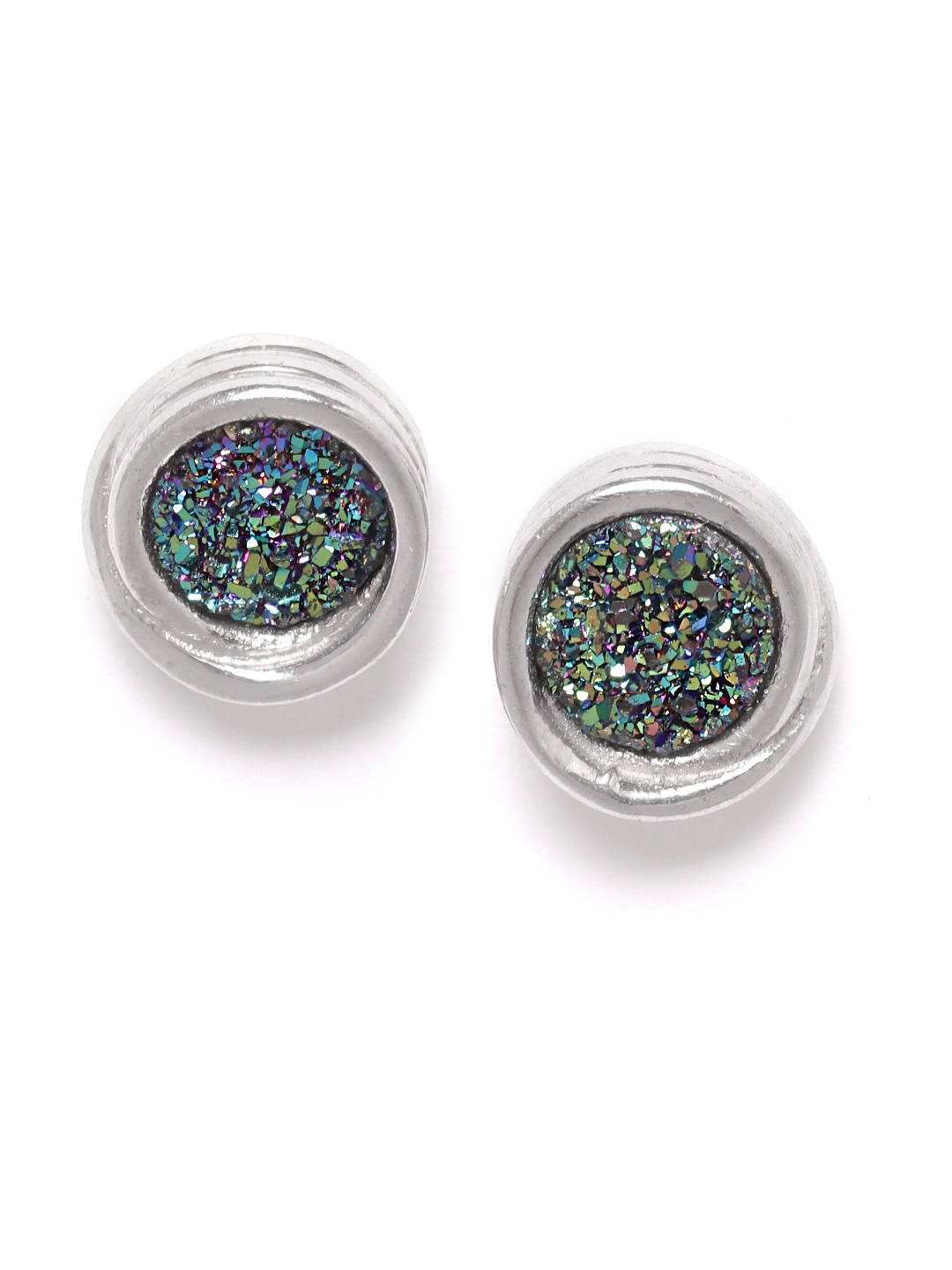 

Silgo 925 Sterling Silver Green & Blue Rhodium-Plated Artificial Stone Contemporary Studs
