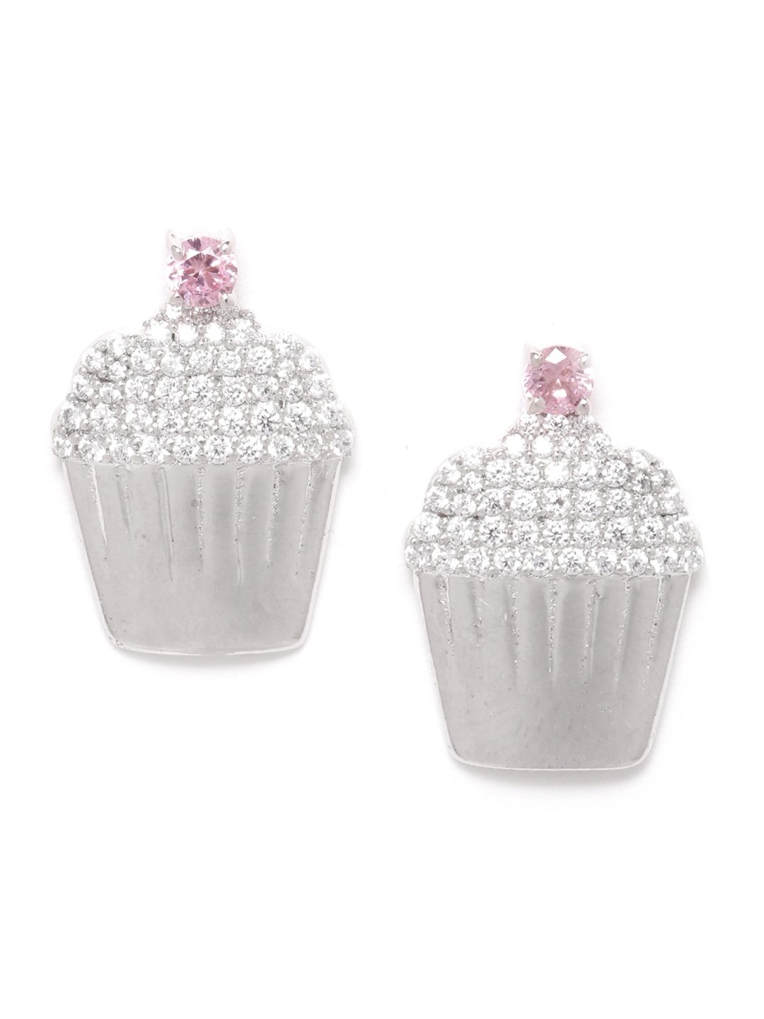 

Silgo 925 Sterling Silver Rhodium-Plated CZ Quirky Studs