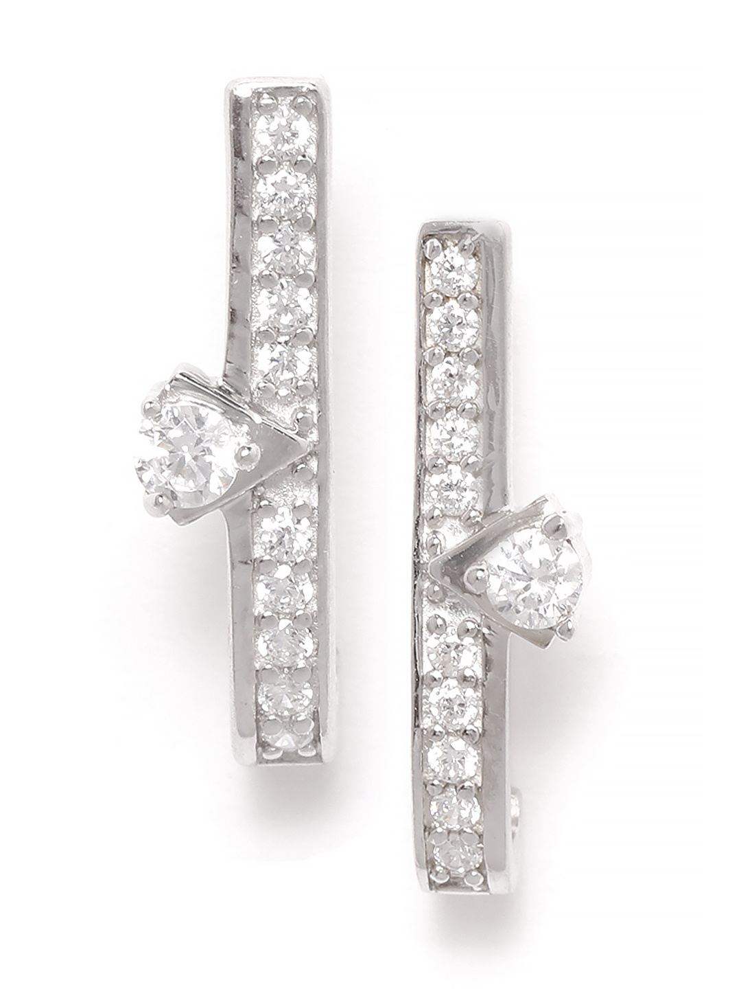 

Silgo 925 Sterling Silver Rhodium-Plated CZ Contemporary Oversized Studs