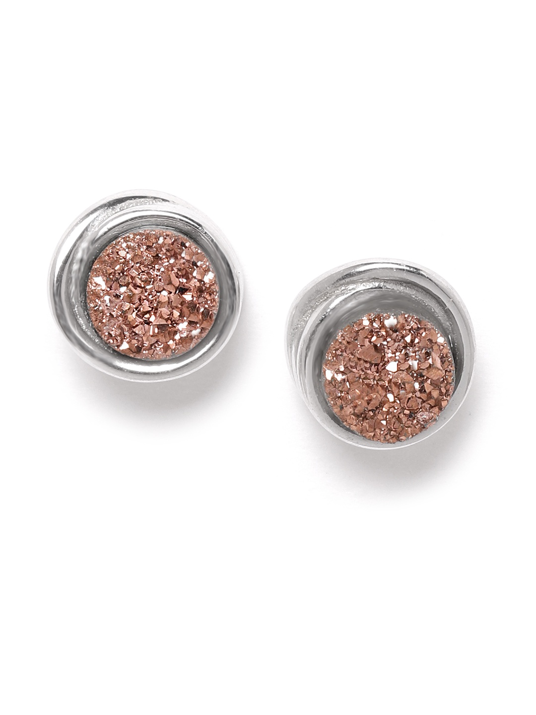 

Silgo 925 Sterling Silver Bronze-Toned Rhodium-Plated Artificial Stone Contemporary Studs
