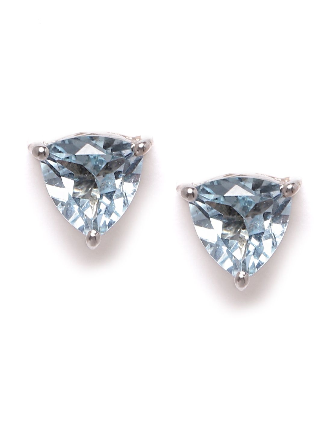 

Silgo Blue Rhodium-Plated Topaz-Studded 925 Sterling Silver Triangular Studs