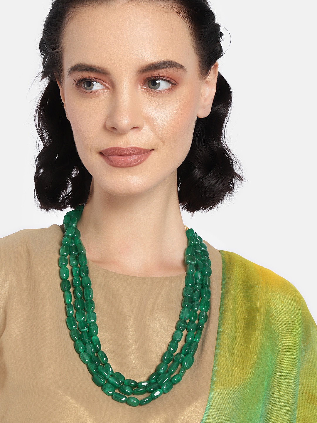 

LAIDA Women Green Three-Layered Necklace