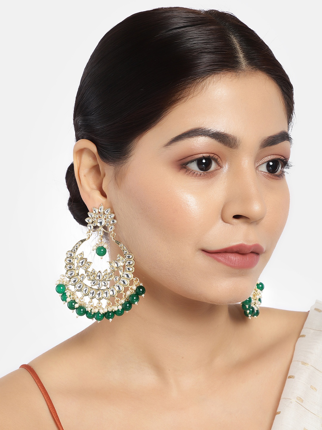 

LAIDA Gold-Plated & Green Classic Chandbalis