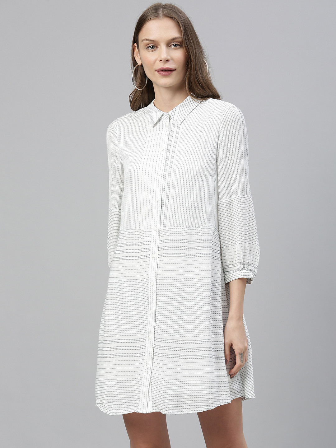 

Vero Moda Women White Striped Shirt Dress