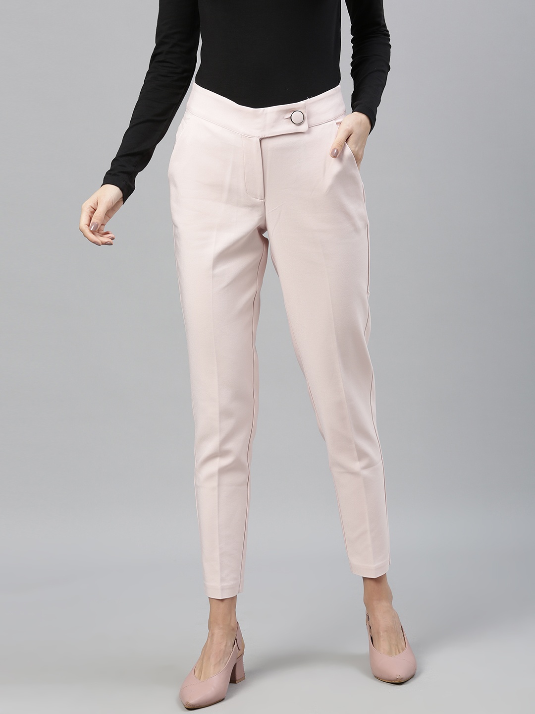 

Vero Moda Women Pink Regular Fit Solid Regular Trousers