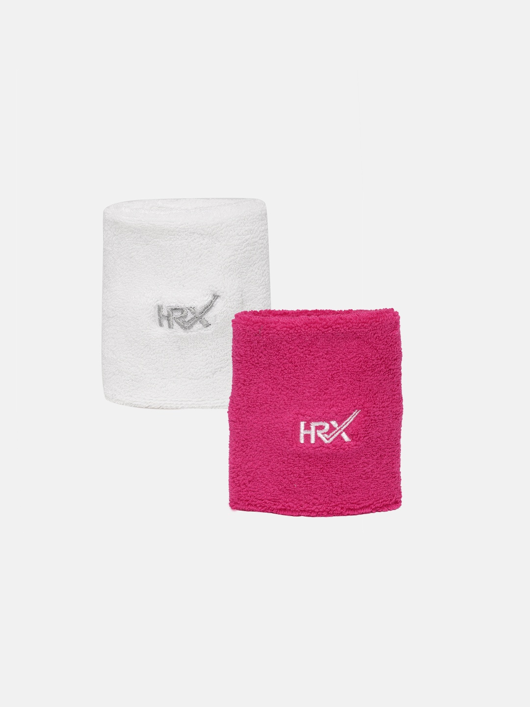 

HRX by Hrithik Roshan Unisex Set of 2 Brand Logo Sports Sweat Wristbands, White