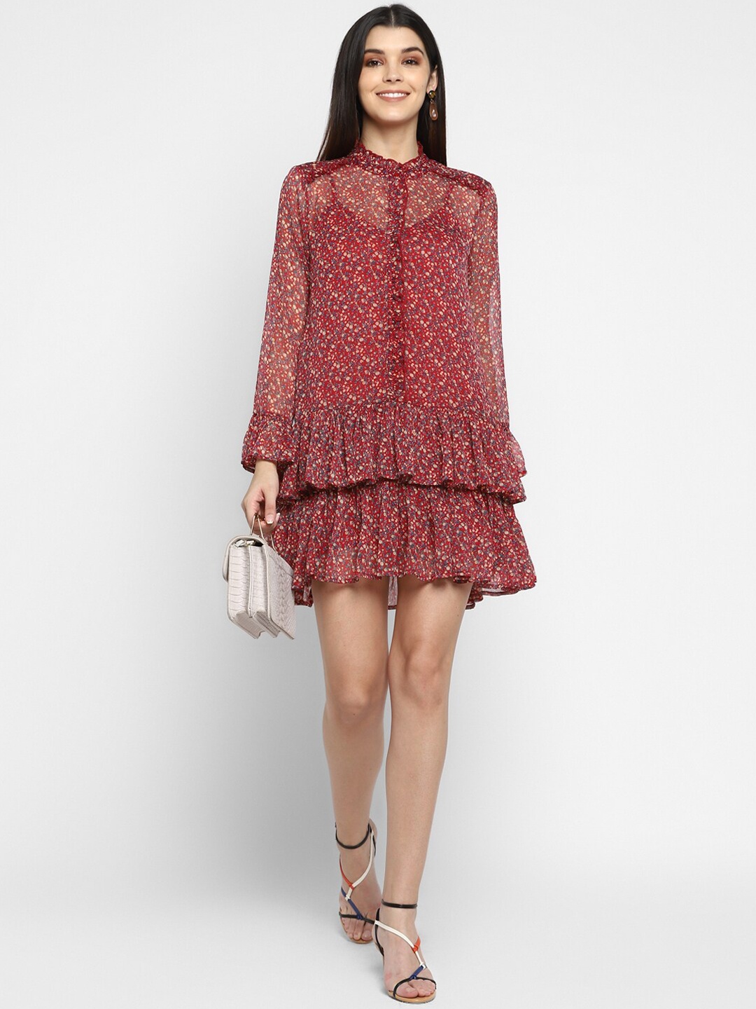 

Aditi Wasan Women Red Printed Drop-Waist Dress