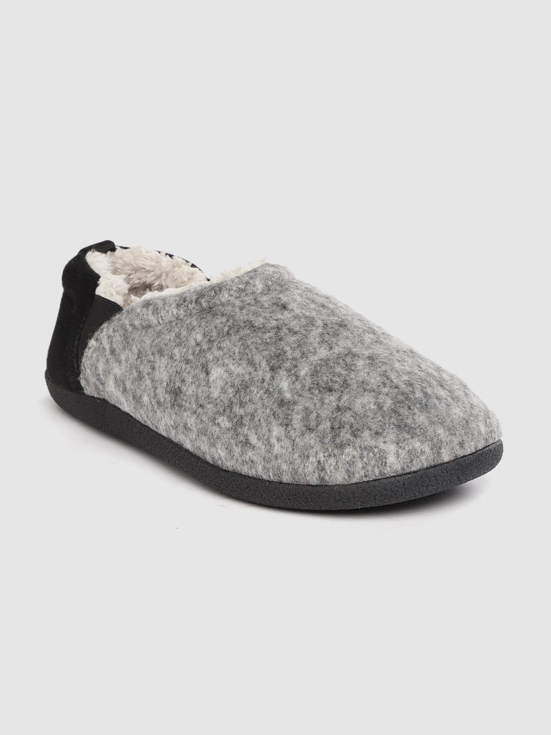 

Marks & Spencer Men Grey Melange & Black Colourblocked Room Slippers