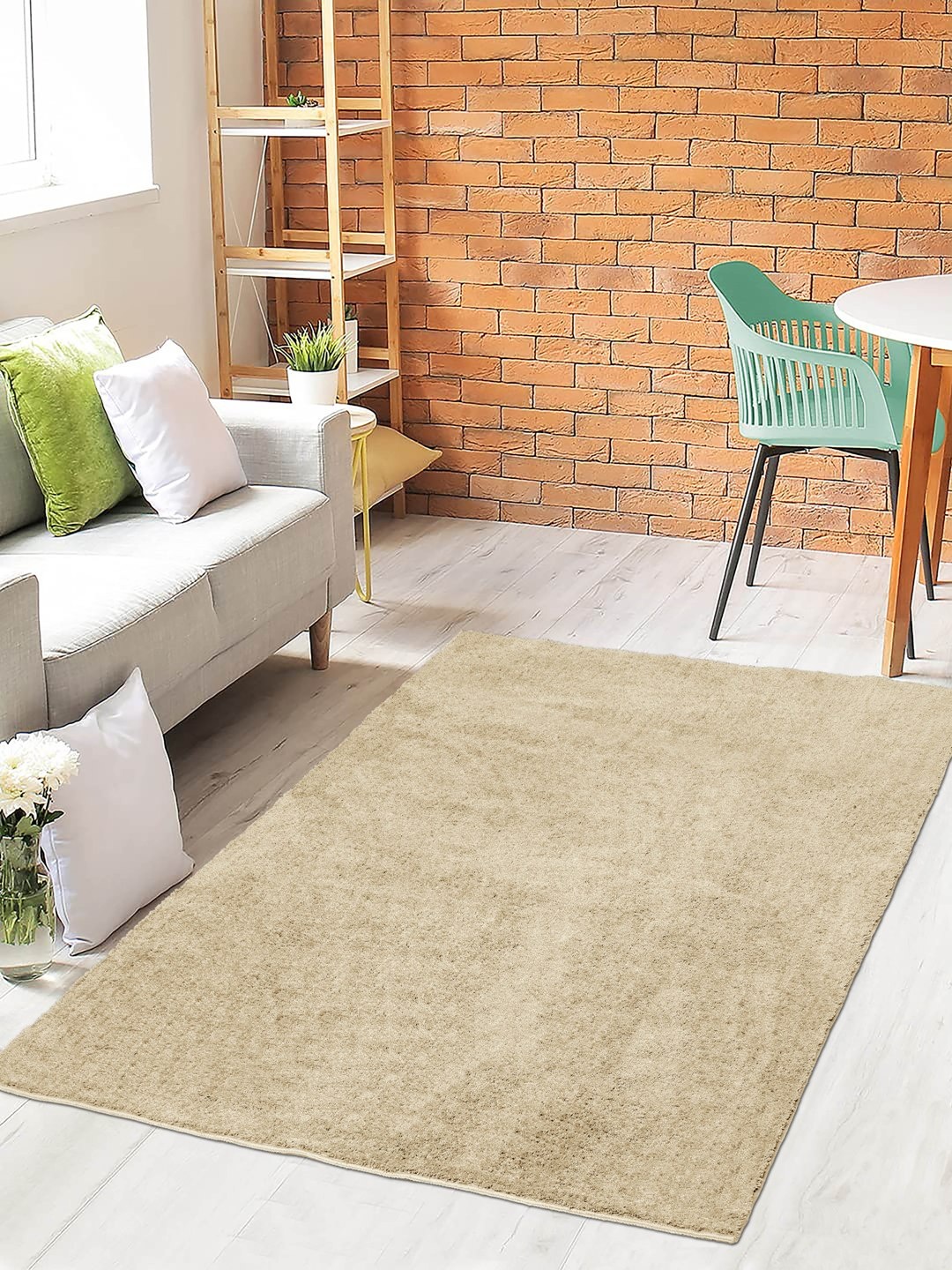 

Saral Home Beige Solid Shaggy Anti-Skid Carpet