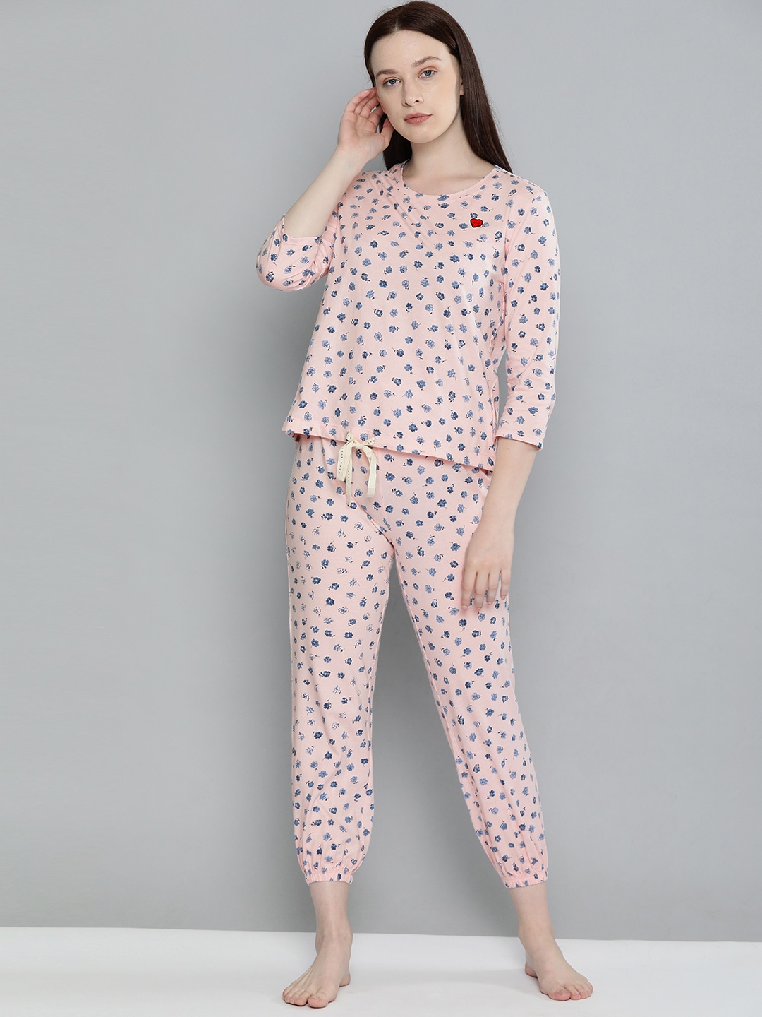 

Chemistry Women Pink & Blue Ditsy Floral Print Night suit