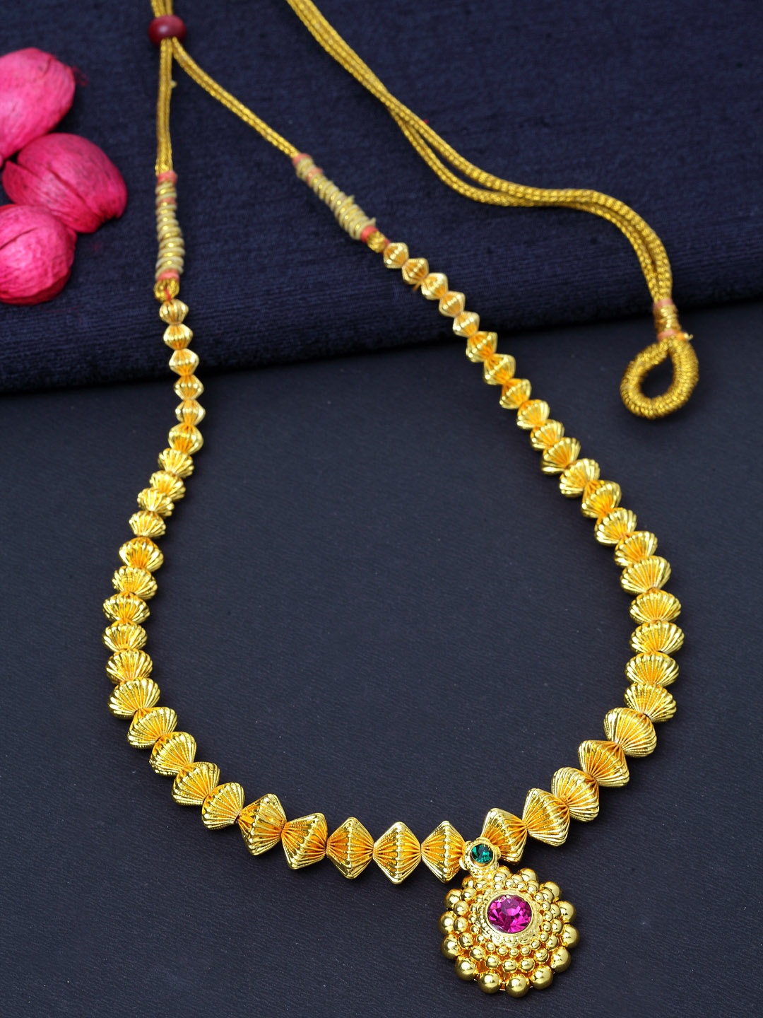 

PANASH Gold-Plated & Purple Handcrafted Statement Necklace