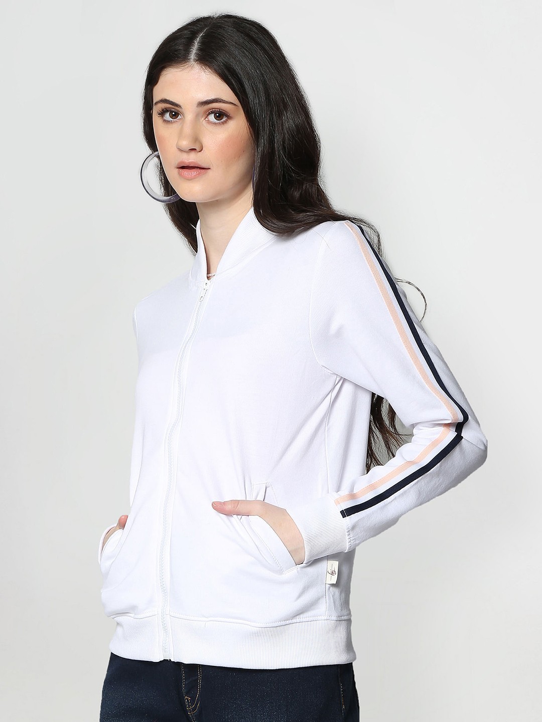 

Flying Machine Women White Solid Sweatshirt