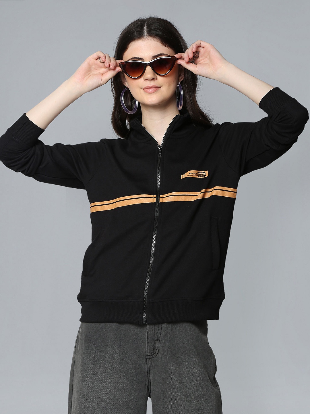 

Flying Machine Women Black Solid Sweatshirt