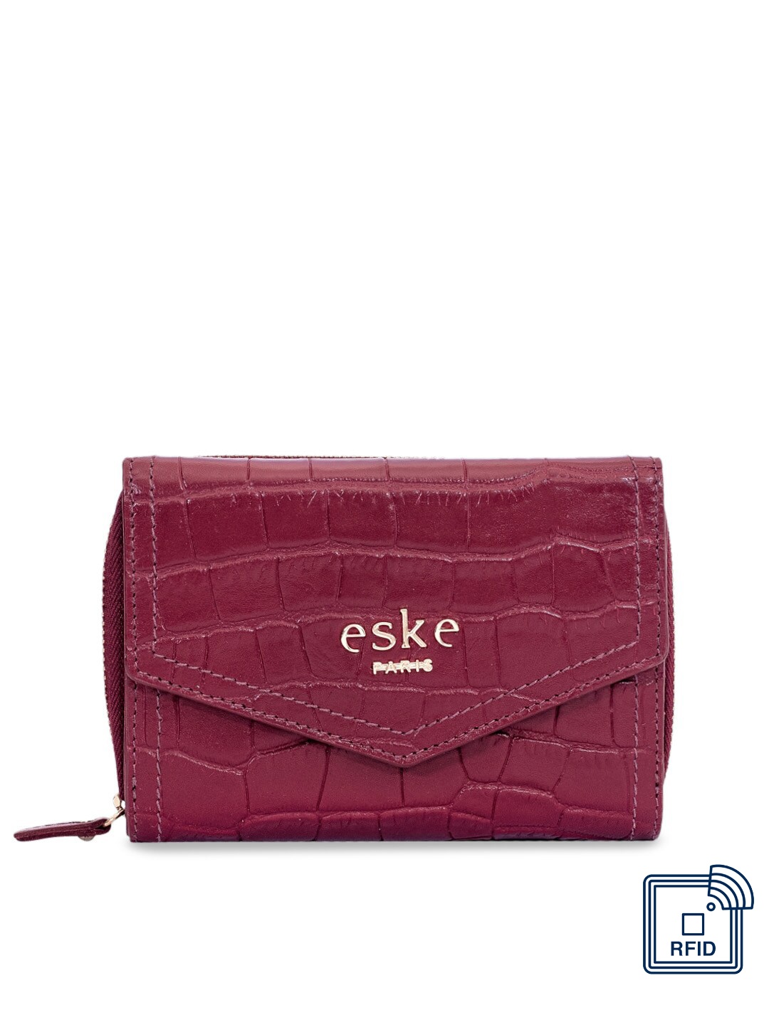 

Eske Women Magenta Textured Leather Two Fold Wallet