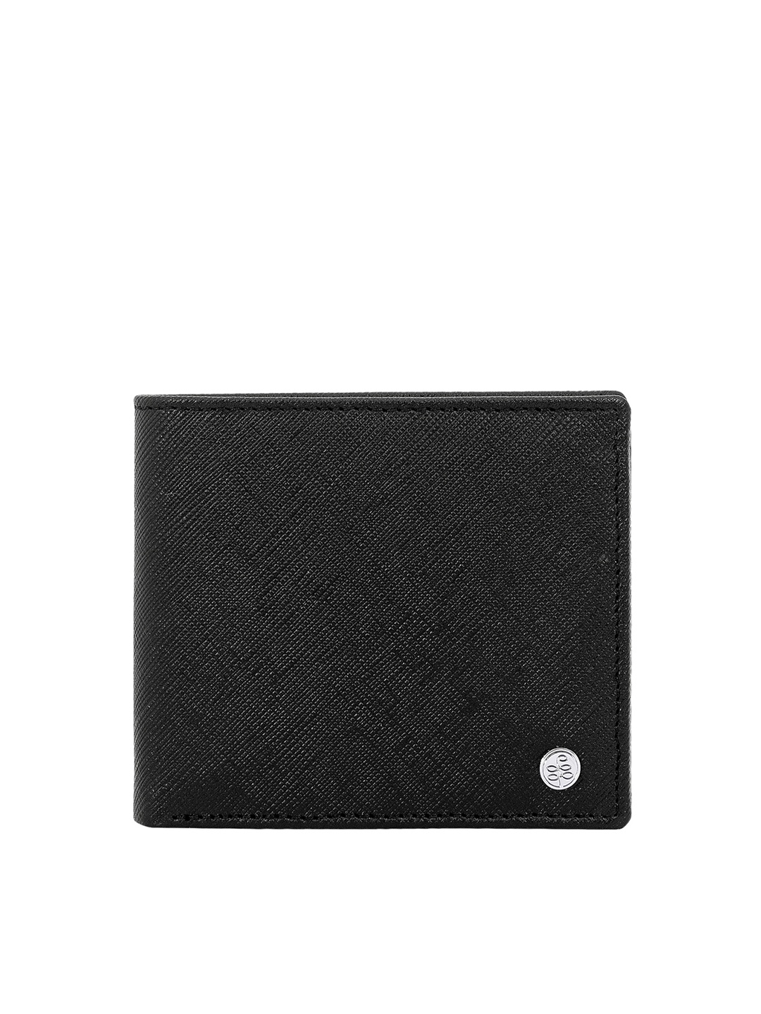 

Eske Men Black Solid Leather Two Fold Wallet