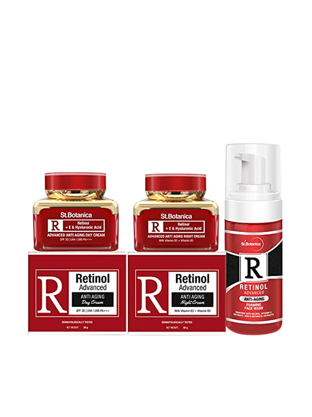 

St.Botanica Night Retinol Youth Cream & Day Cream with Face Wash, Red