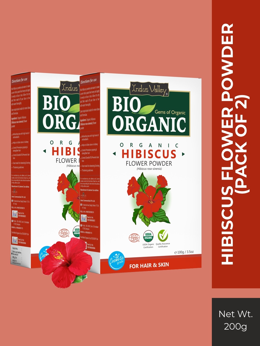 

Indus Valley Pack of 2 Bio Organic Hibiscus Powder, Red