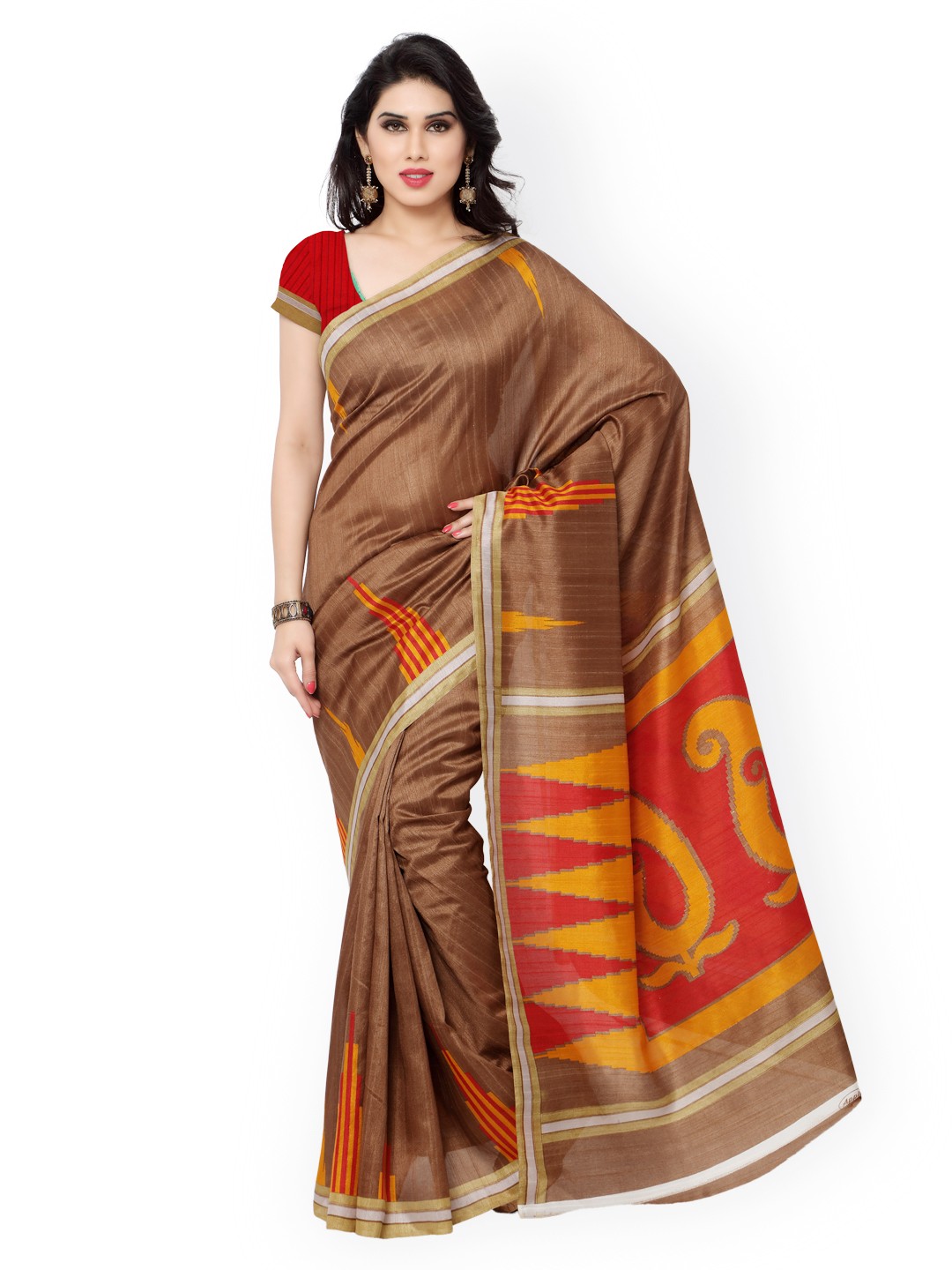 

Saree mall Brown Art Silk Printed Saree