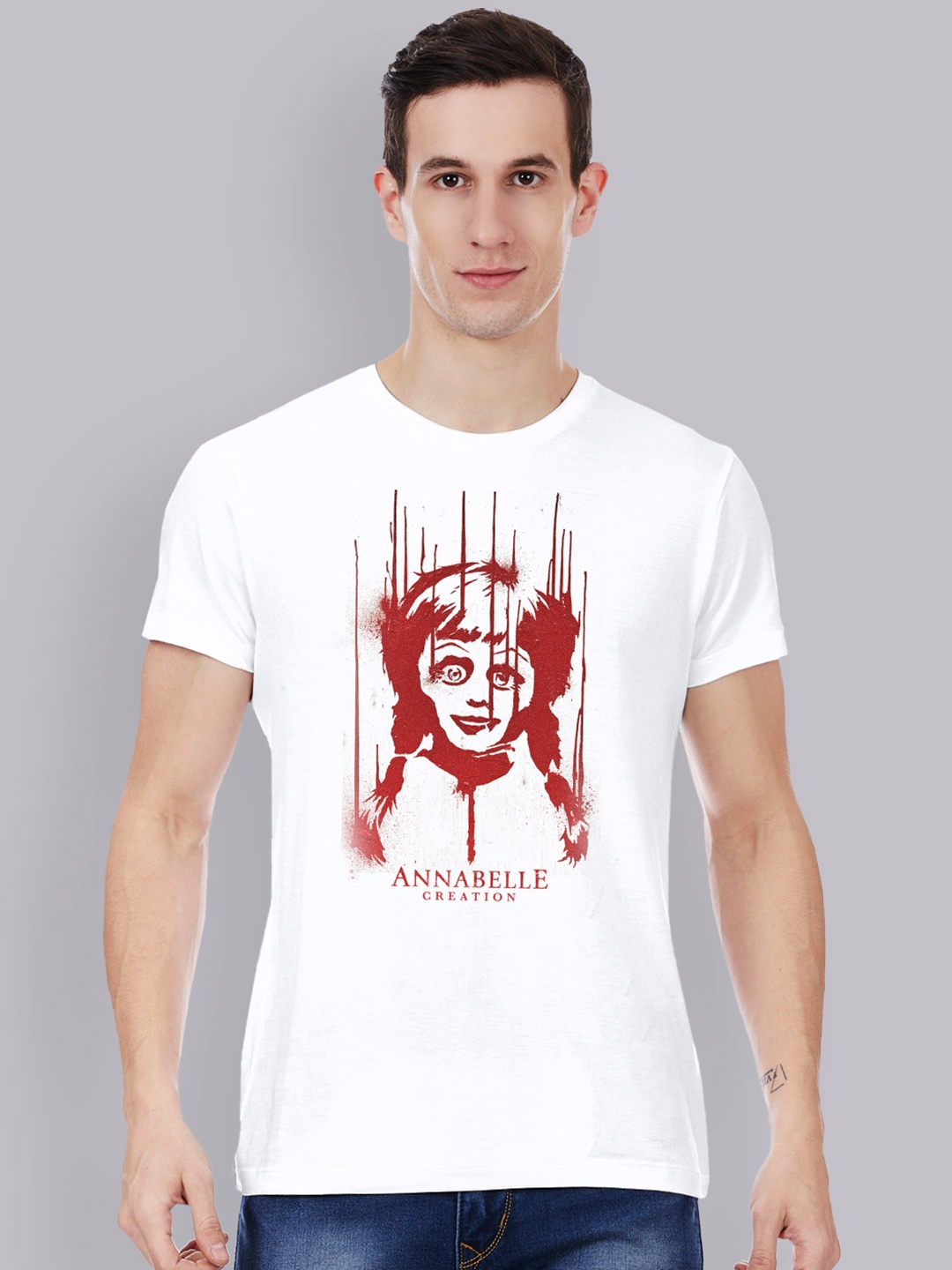 

Free Authority Annabelle Men White Printed Round Neck T-shirt