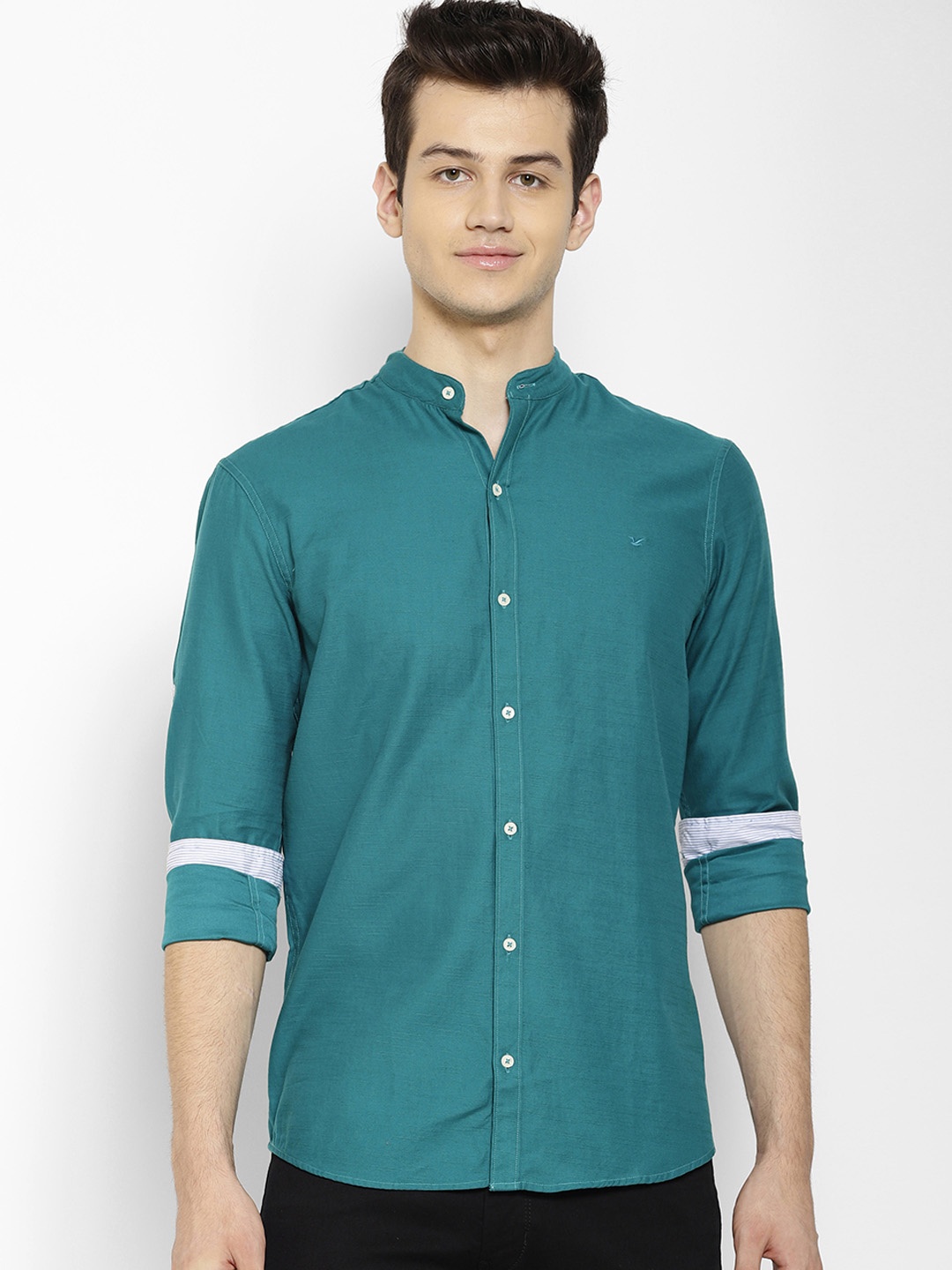 

cape canary Men Green Regular Fit Solid Casual Shirt