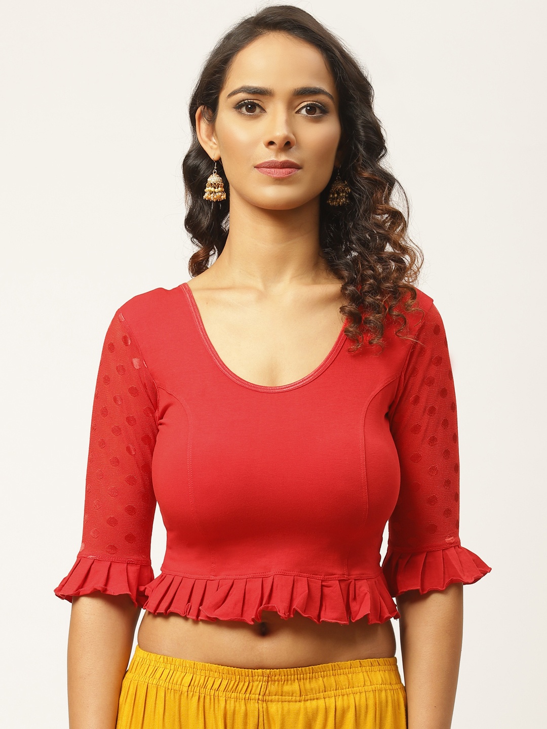 

VASTRANAND Women Red Solid Stretchable Saree Blouse