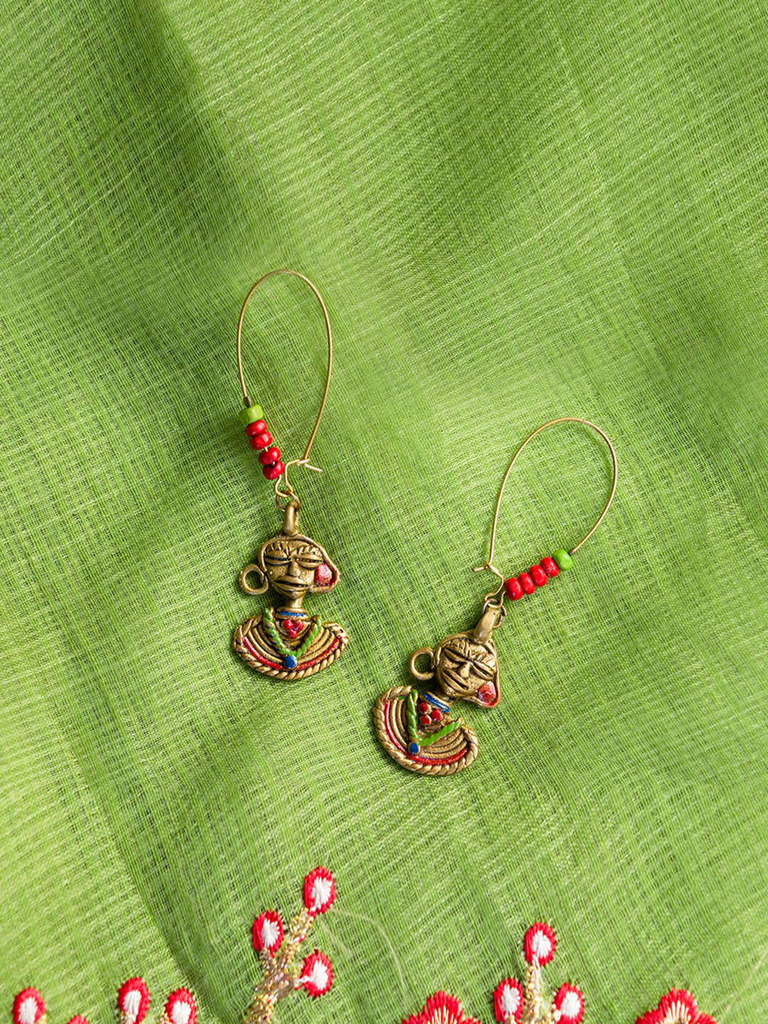 

ExclusiveLane Multicoloured Tribal Dhokra Ladies Classic Bohemian Hoop Earrings, Multi