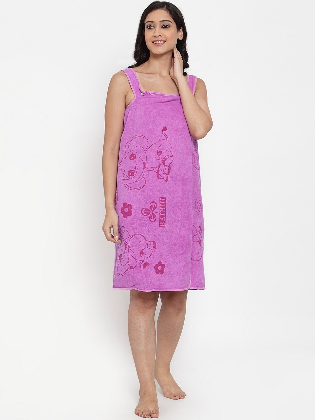 

HOSTA HOMES Purple Printed 400 GSM Wearable Towel