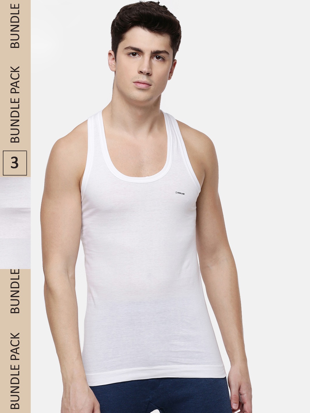 

Dollar Men Pack Of 3 White Solid Lehar Innerwear Vests MLHVE-01-PO3