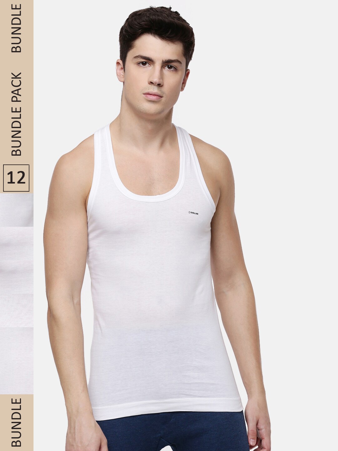

Dollar Men Pack of 12 White Solid Innerwear Vest MLHVE-01-PO12