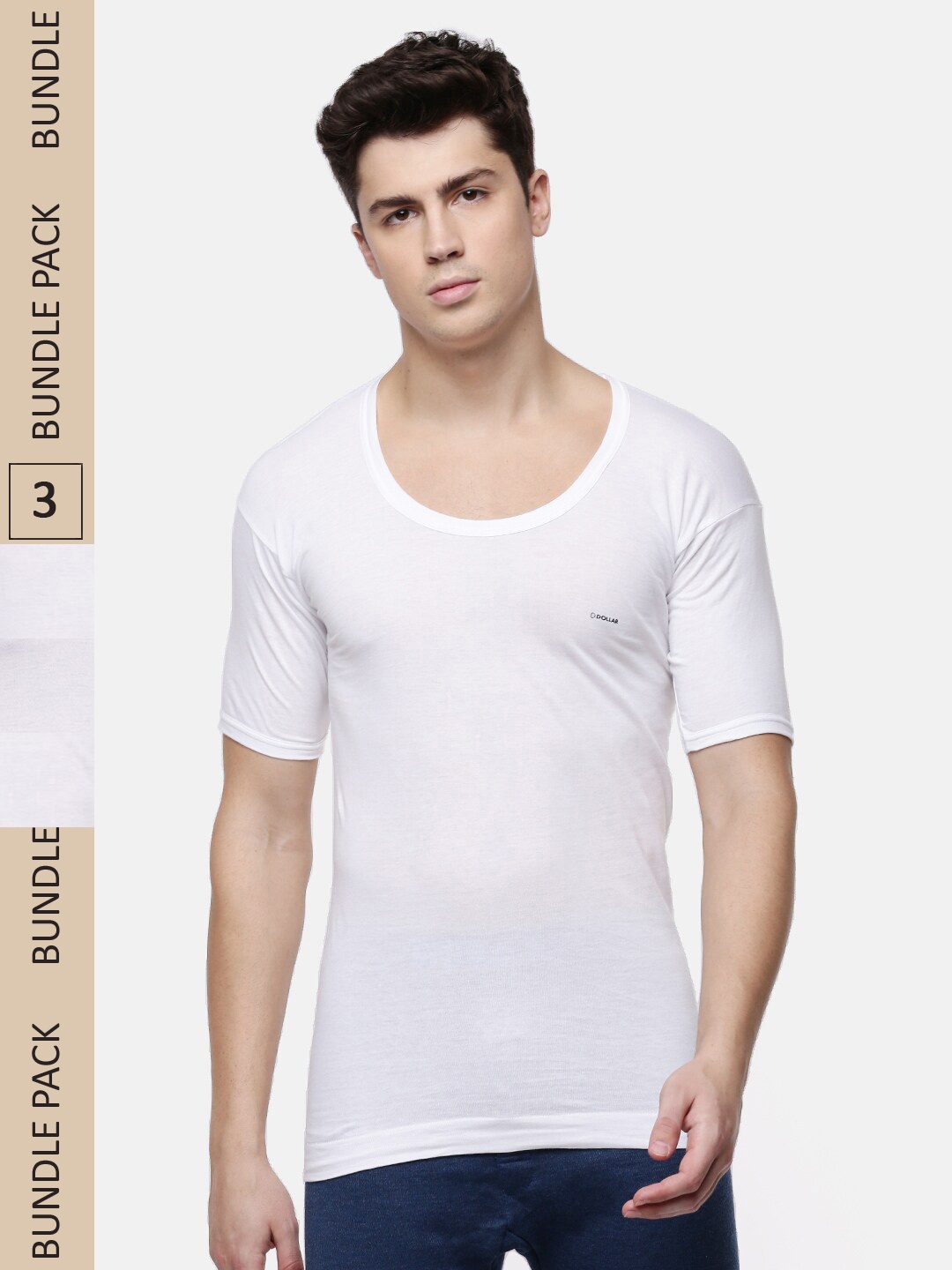 

Dollar Men Pack Of 3 White Solid Innerwear Vests MLHVE-02-PO3