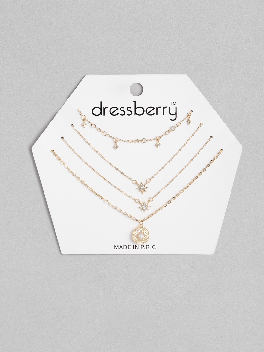

DressBerry Gold-Plated Stone Studded Layered Necklace