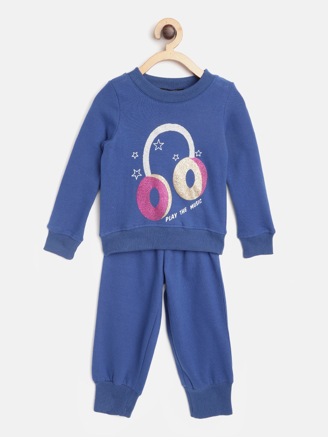 

pspeaches Girls Blue & Pink Printed Tracksuit
