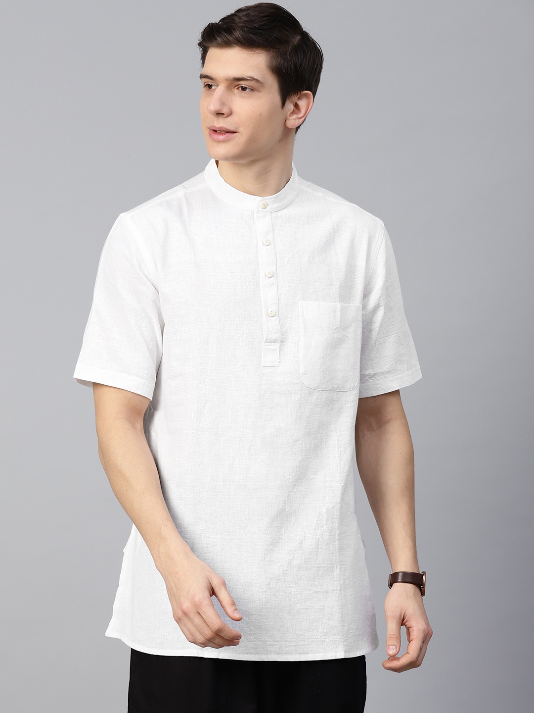 

Fabindia Men White Solid Straight Kurta