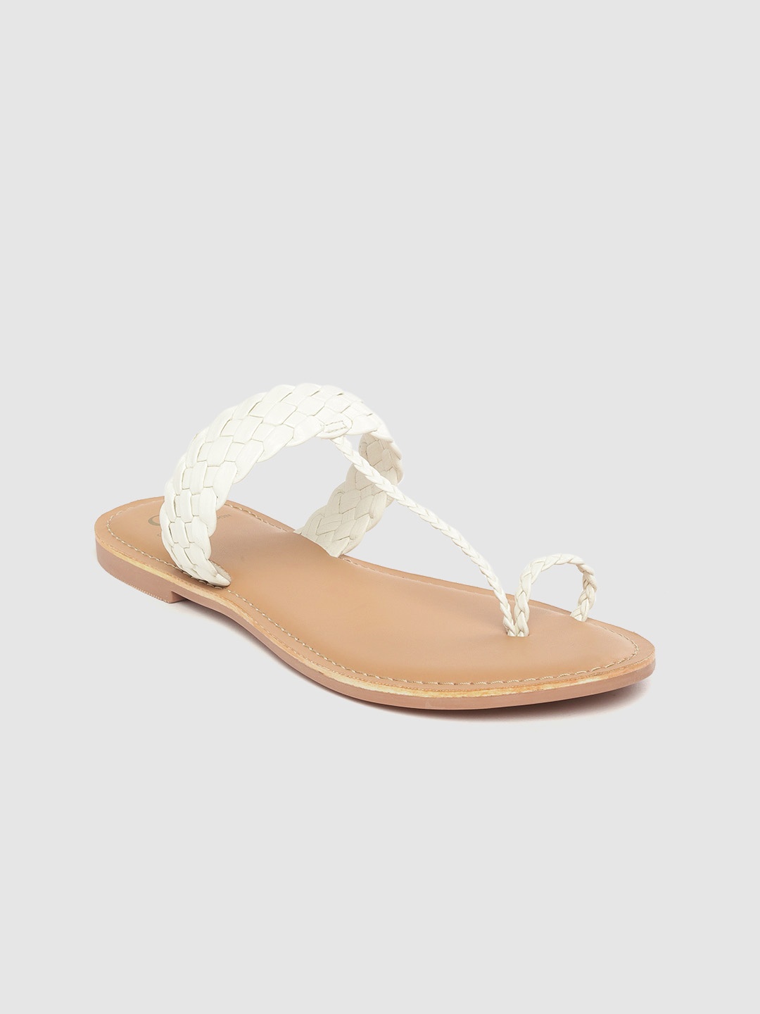 

Carlton London Women White Braided One Toe Flats