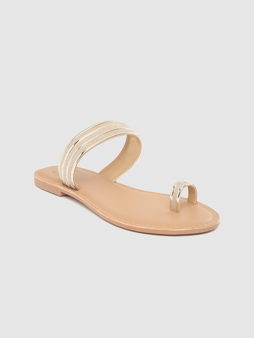 

Carlton London Women Gold-Toned Embellished One Toe Flats