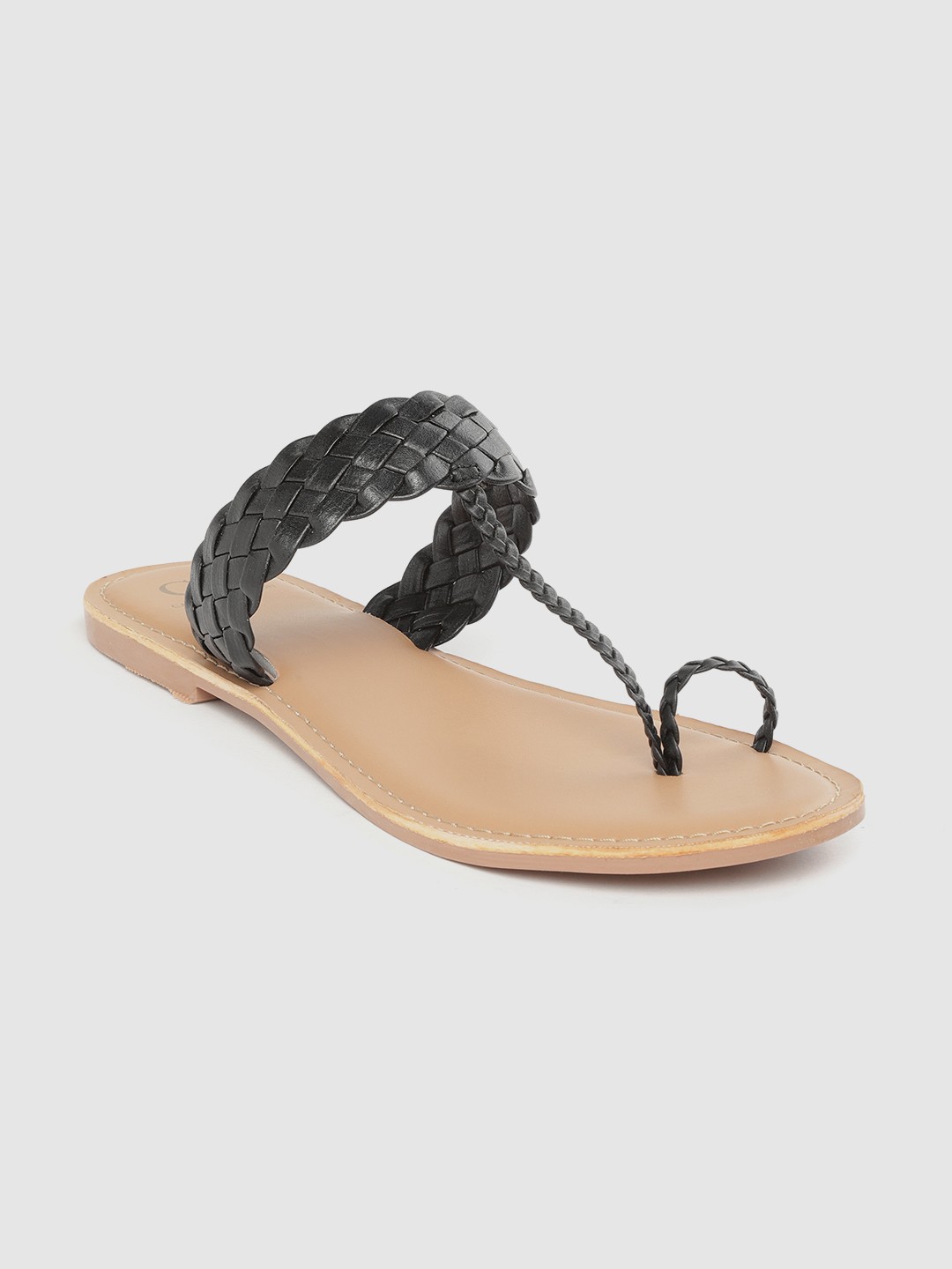

Carlton London Women Black Braided One Toe Flats